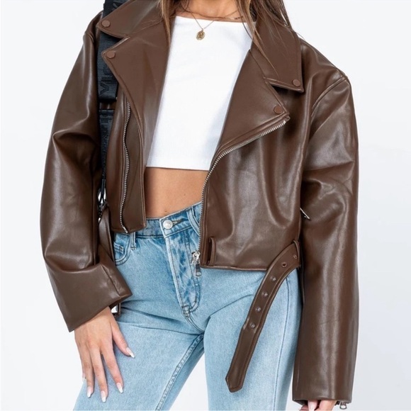 Lioness Jackets & Blazers - NWT LIONESS staten island vegan leather | medium | color brown